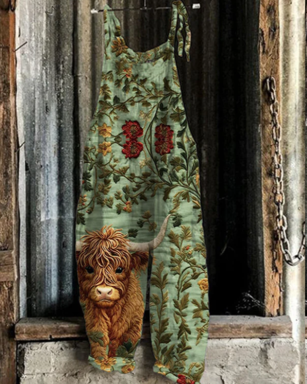 Jokiem | Cute Cow Floral Jumpsuit
