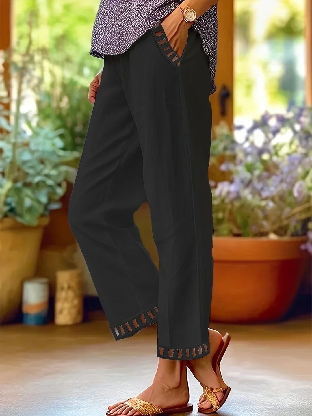Hazel | Hollow Out Trim Pants