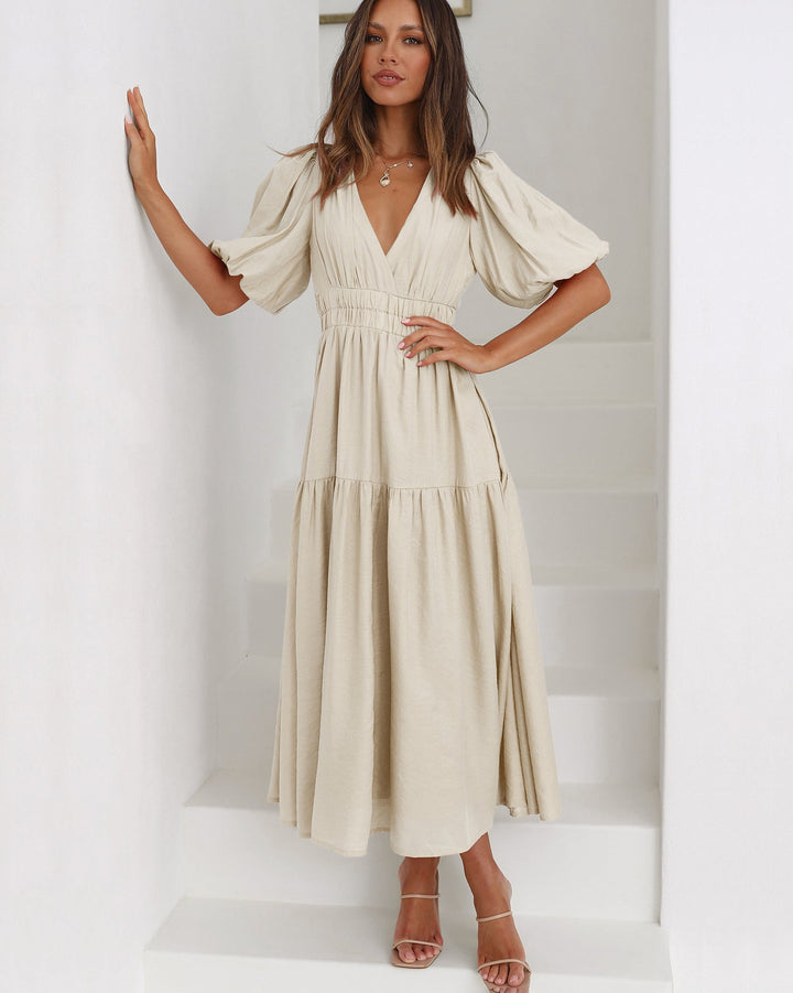 Catalina | V-Neck Puff Dress
