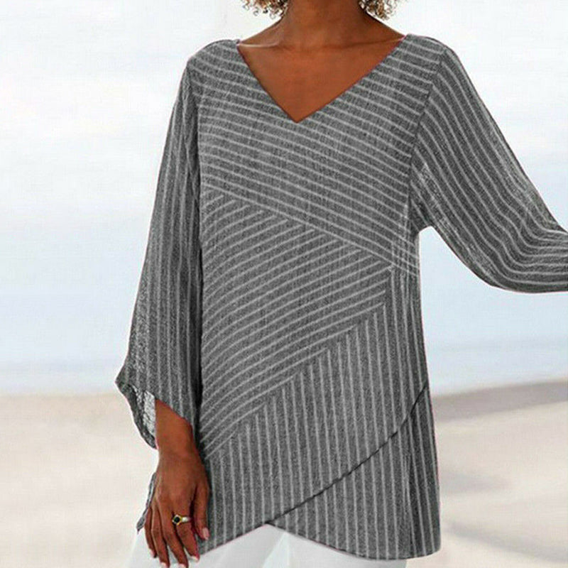 Sariah | Draped Stripe Top