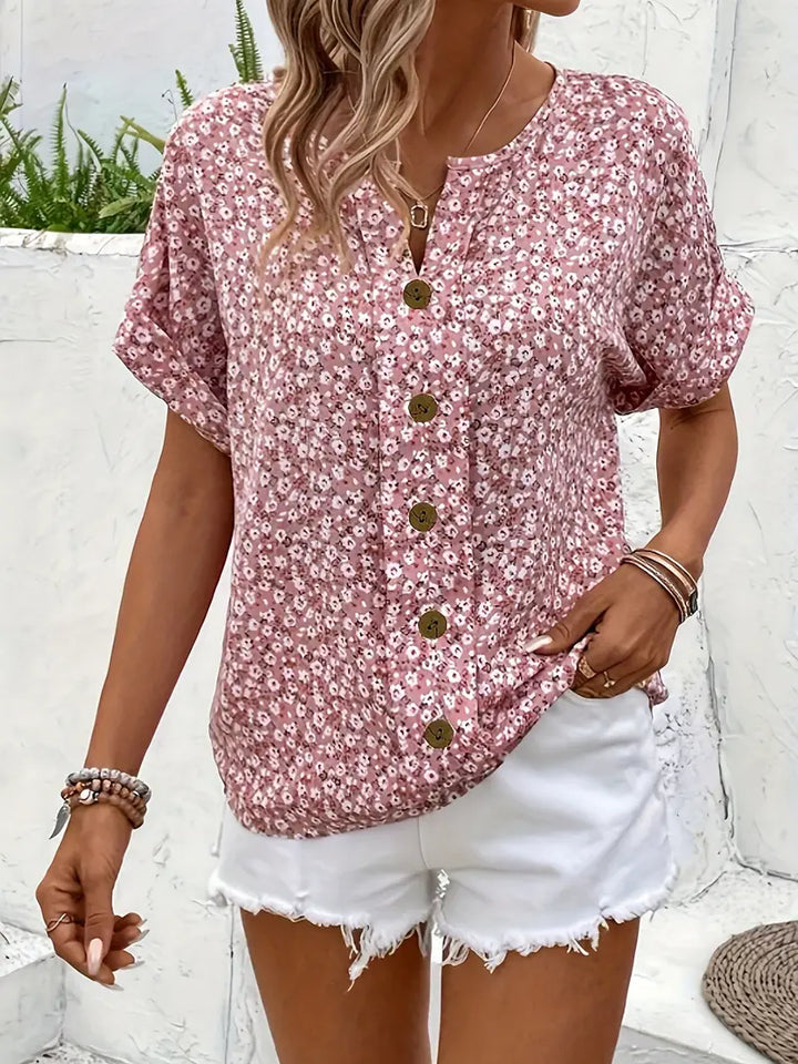 Danica | Floral Pink Print Blouse