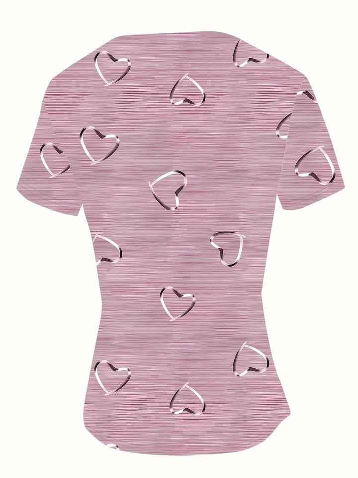 Susan | V-Neck Heart Print Top