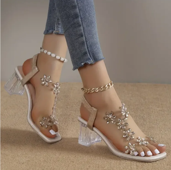 Veya | Flower and Rhinestone Heel