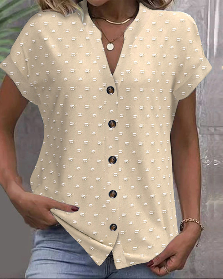 Nina | Button Down V-Neck Shirt