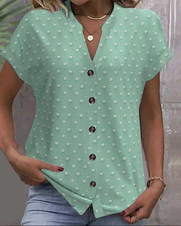 Nina | Button Down V-Neck Shirt