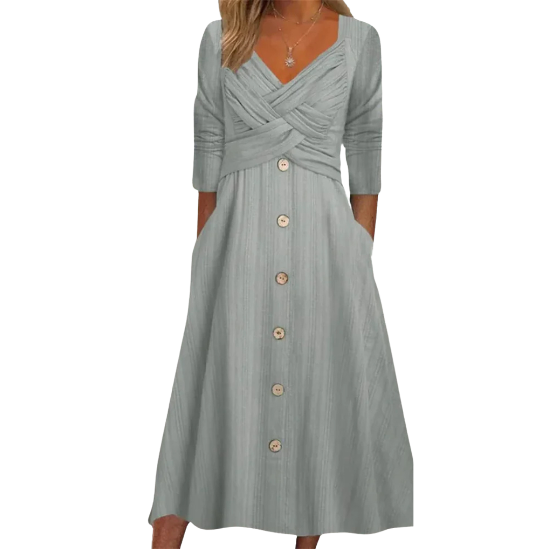 Althea | Elegant Pleated V-Neck Dress
