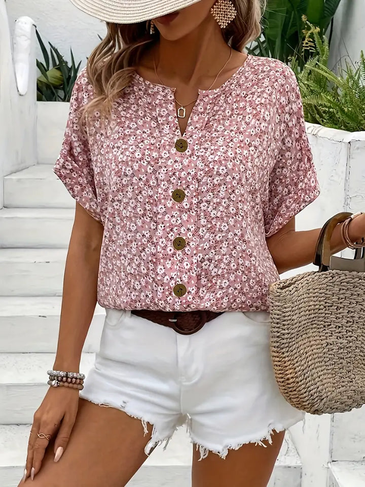 Danica | Floral Pink Print Blouse