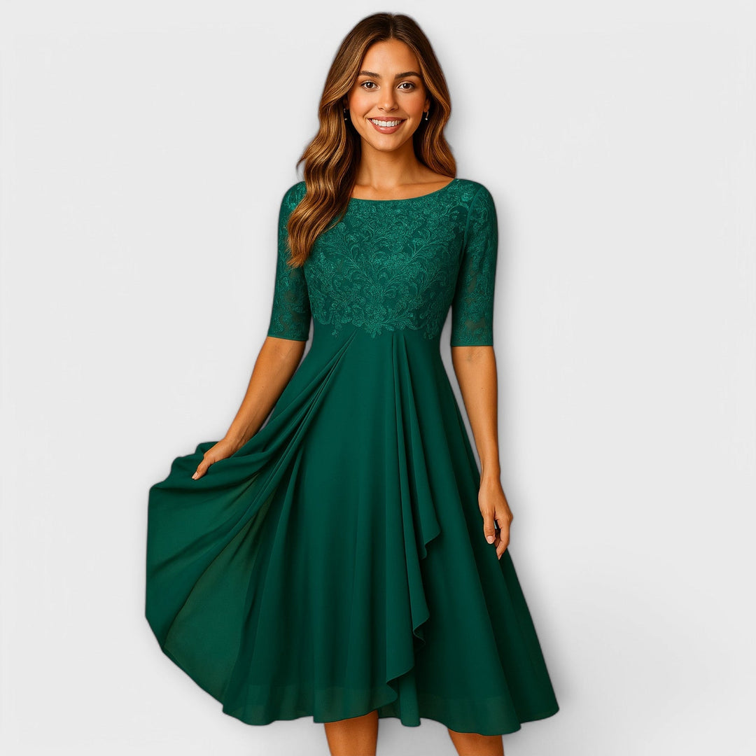 Merry | Midi Dress With Lace Sleeve