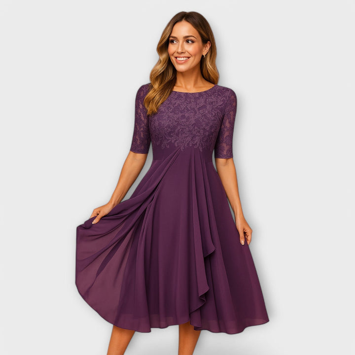 Merry | Midi Dress With Lace Sleeve