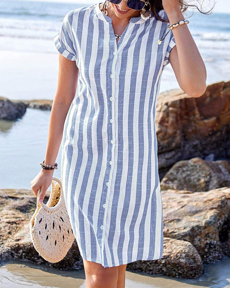 Erin | Elegant Striped Shirt Dress