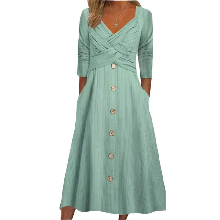 Althea | Elegant Pleated V-Neck Dress