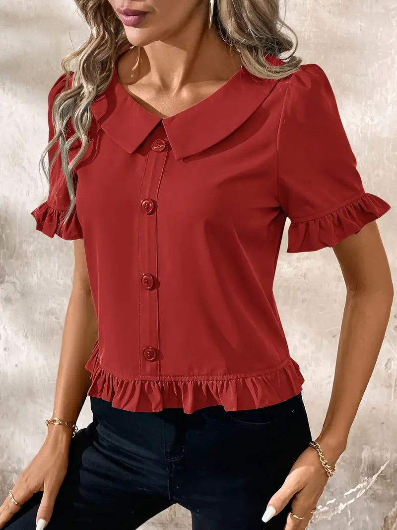 Melessa | Ruffle Short Sleeve Blouse
