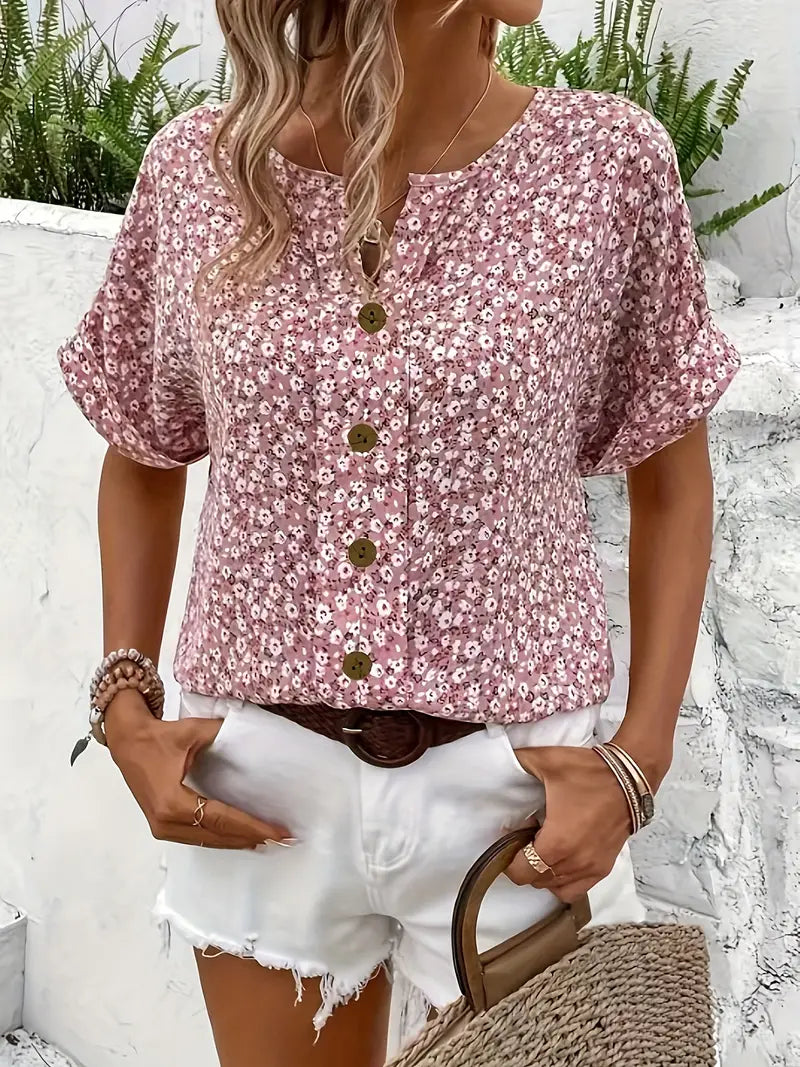 Danica | Floral Pink Print Blouse