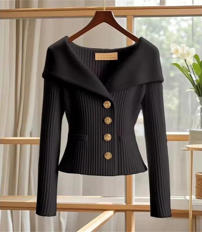 Nielyn | Ribbed Knit V-Neck Jacket