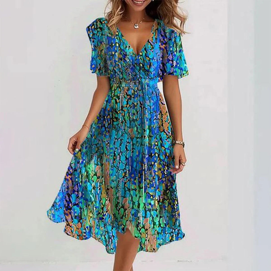 Jasmine | Vibrant Abstract Midi Dress