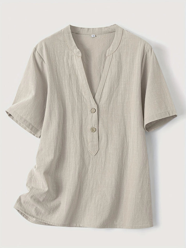 Jocelyne | Button Detail V-Neck Blouse