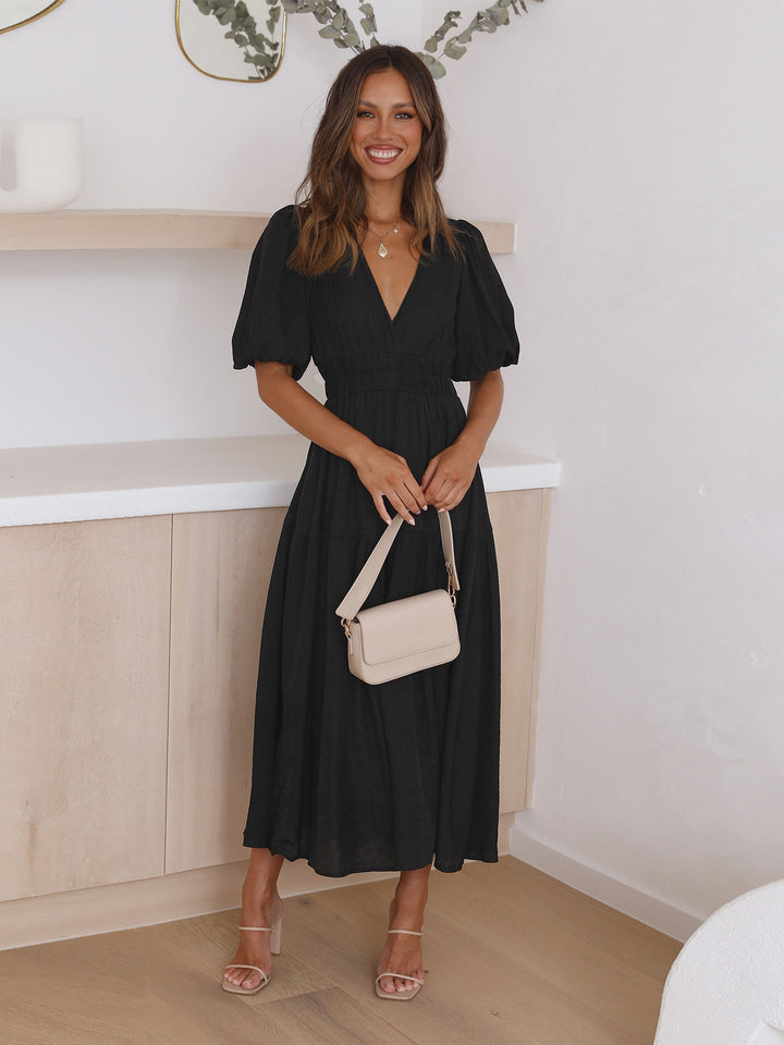 Catalina | V-Neck Puff Dress