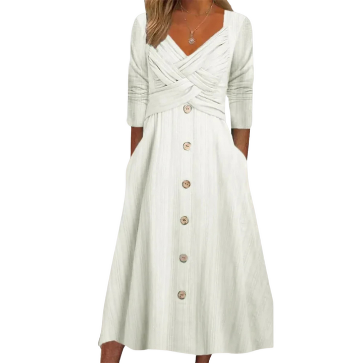 Althea | Elegant Pleated V-Neck Dress