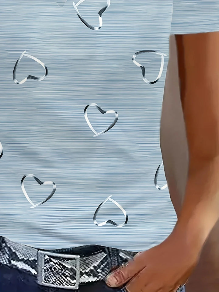 Susan | V-Neck Heart Print Top