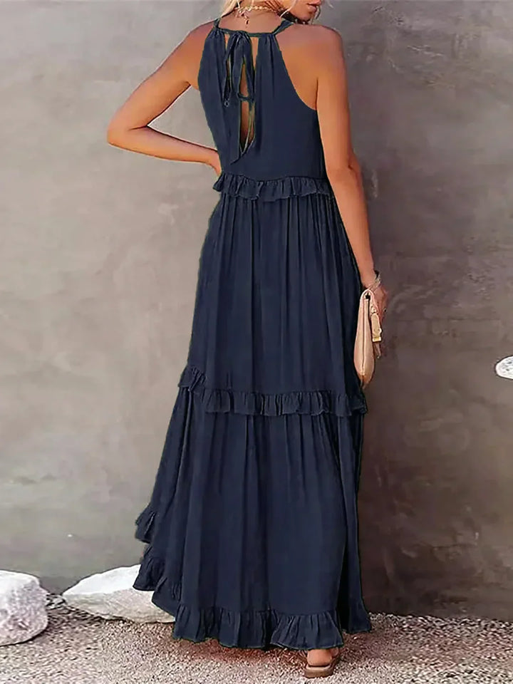 Edna | Halter Ruffle Maxi Dress