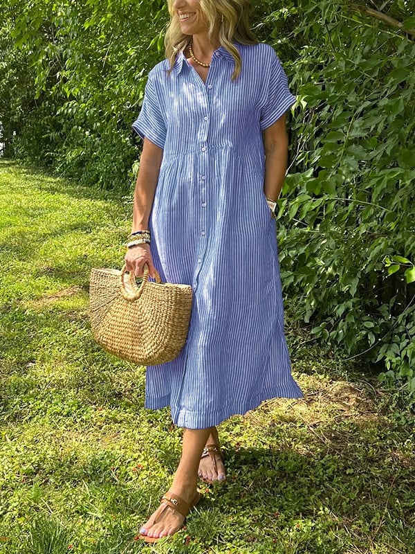 Cassie | Striped Shirt Dress