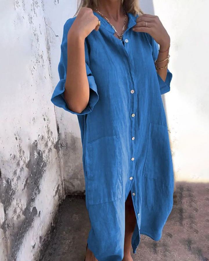 Terafelia | Solid Color Shirt Dress