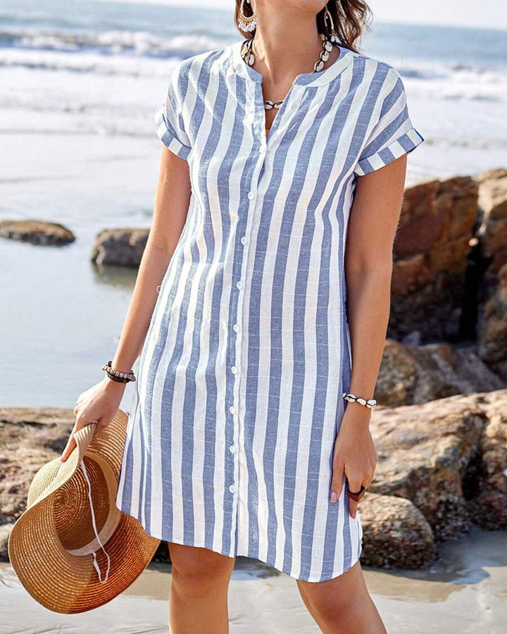 Erin | Elegant Striped Shirt Dress