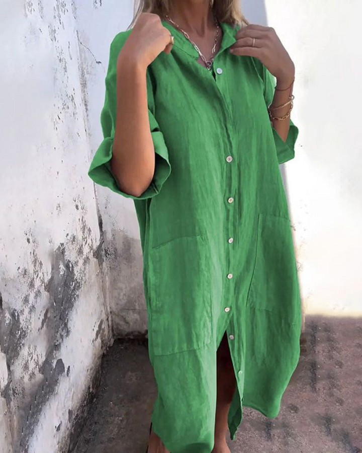 Terafelia | Solid Color Shirt Dress