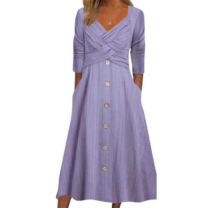 Althea | Elegant Pleated V-Neck Dress