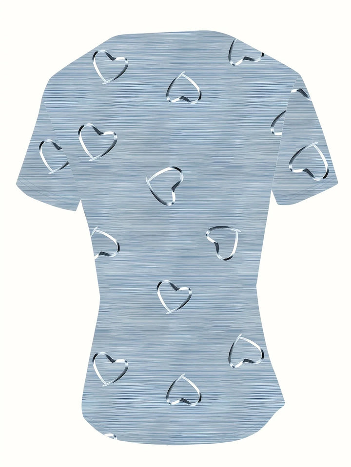 Susan | V-Neck Heart Print Top