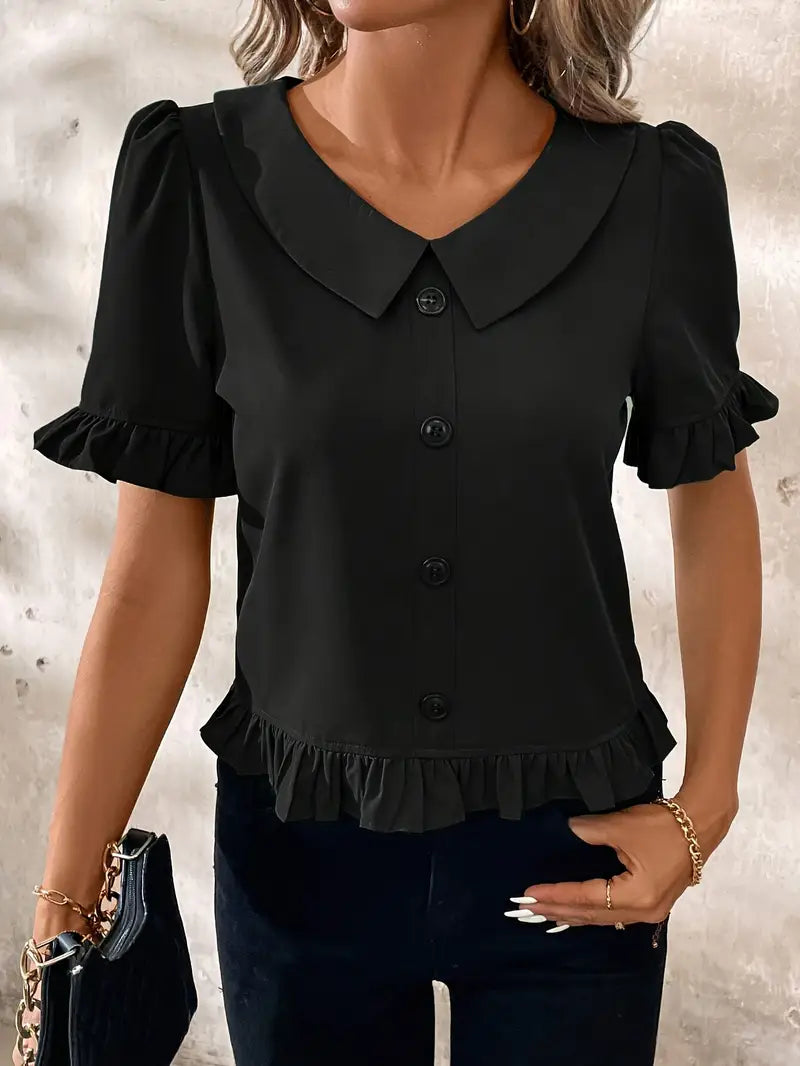 Melessa | Ruffle Short Sleeve Blouse