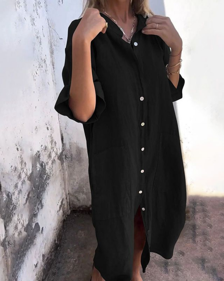 Terafelia | Solid Color Shirt Dress