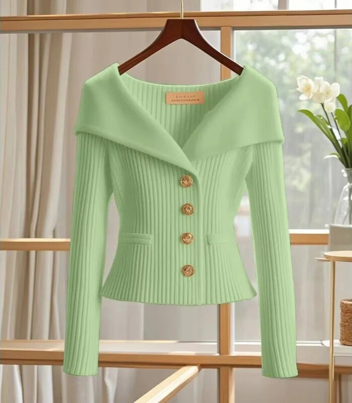Nielyn | Ribbed Knit V-Neck Jacket