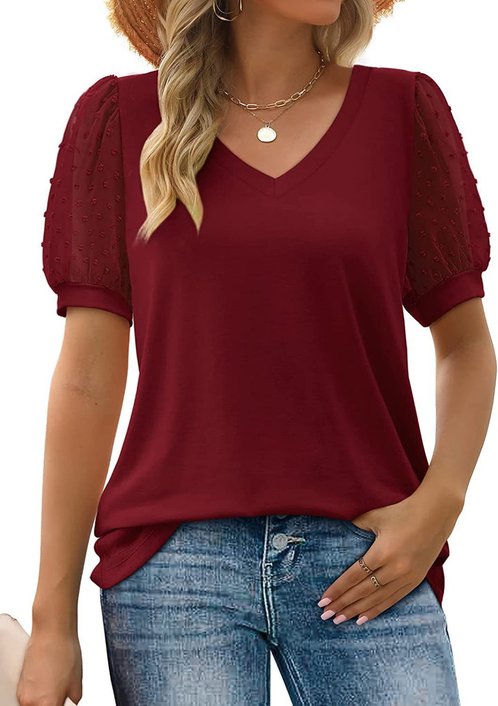 Cassidy | Sheer Sleeve V-Neck Top