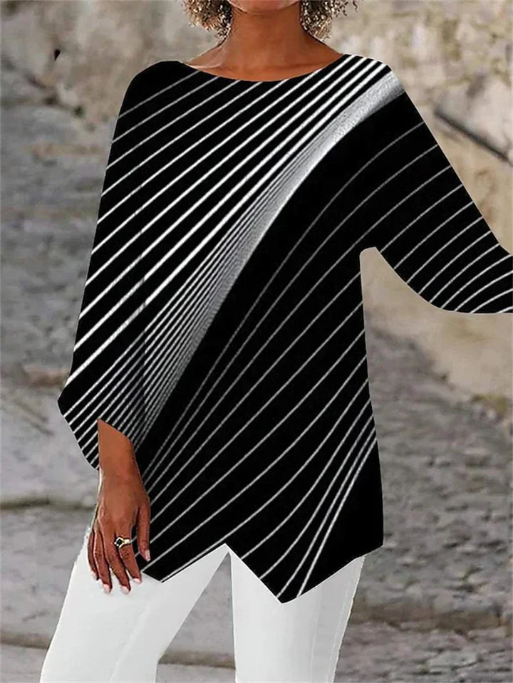 Bellia | Round Neck and Long Sleeve Printed Shirt