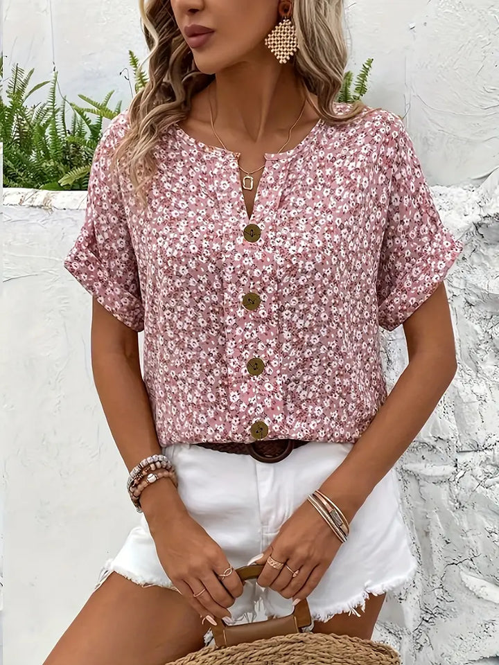 Danica | Floral Pink Print Blouse