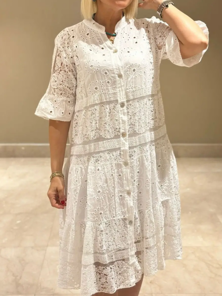 Manta | Embroidered Button Dress