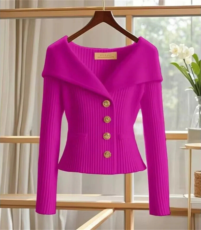Nielyn | Ribbed Knit V-Neck Jacket