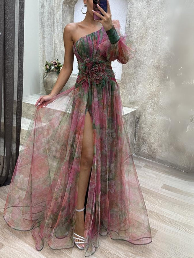 Everleigh | One-Shoulder Floral Maxi Dress