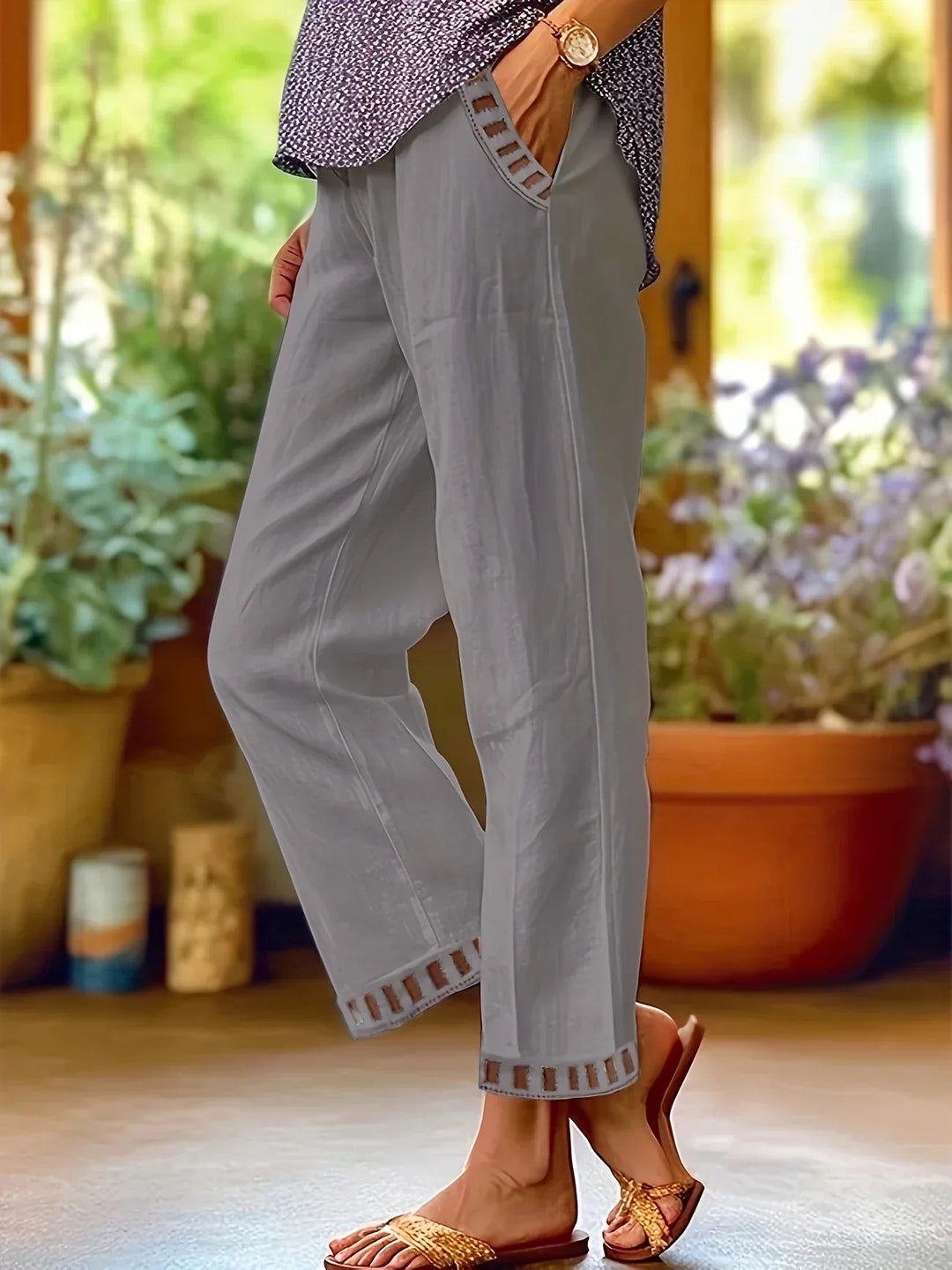 Hazel | Hollow Out Trim Pants