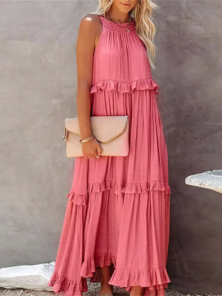 Edna | Halter Ruffle Maxi Dress