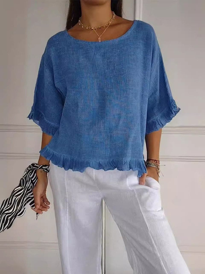 Martha | Casual Round Neck Mid Sleeve Blouse