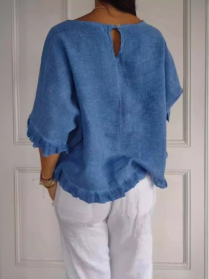 Martha | Casual Round Neck Mid Sleeve Blouse