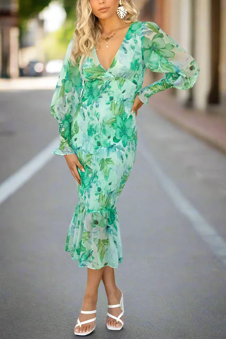 Delilah | Floral Ruffle Midi Dress