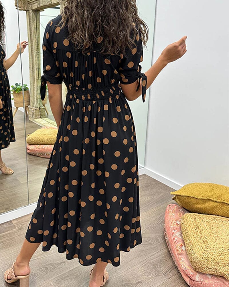 Kimberly | Polka Dots V-Neck Dress