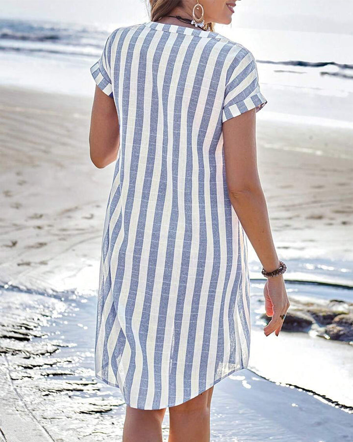 Erin | Elegant Striped Shirt Dress
