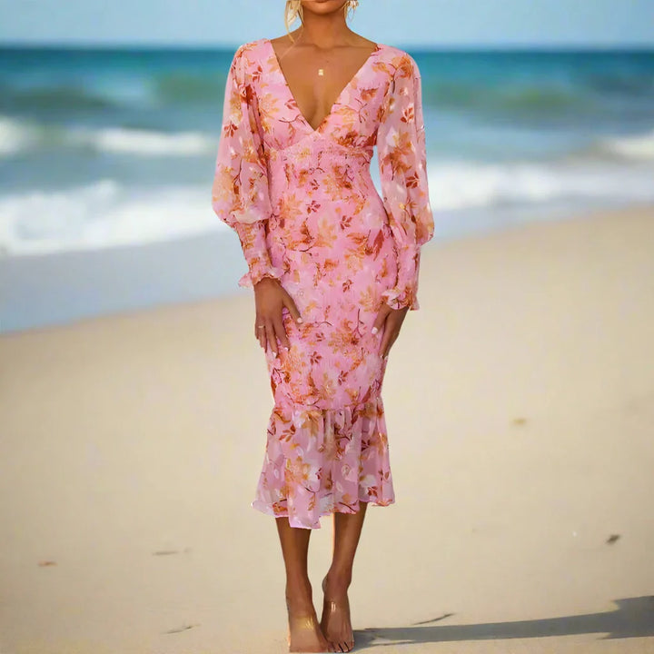Delilah | Floral Ruffle Midi Dress