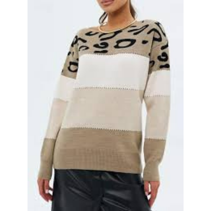 Lauren | Leopard Print Knit Sweater for Women
