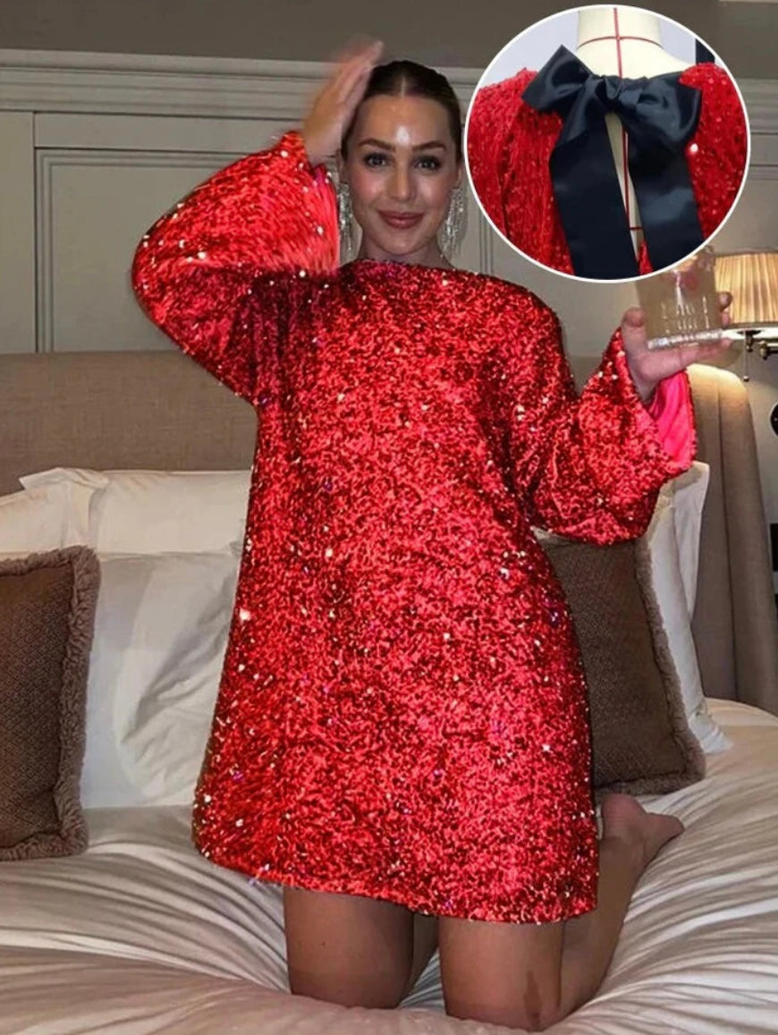 Scarlett | Glamorous Sequin Bow Dress