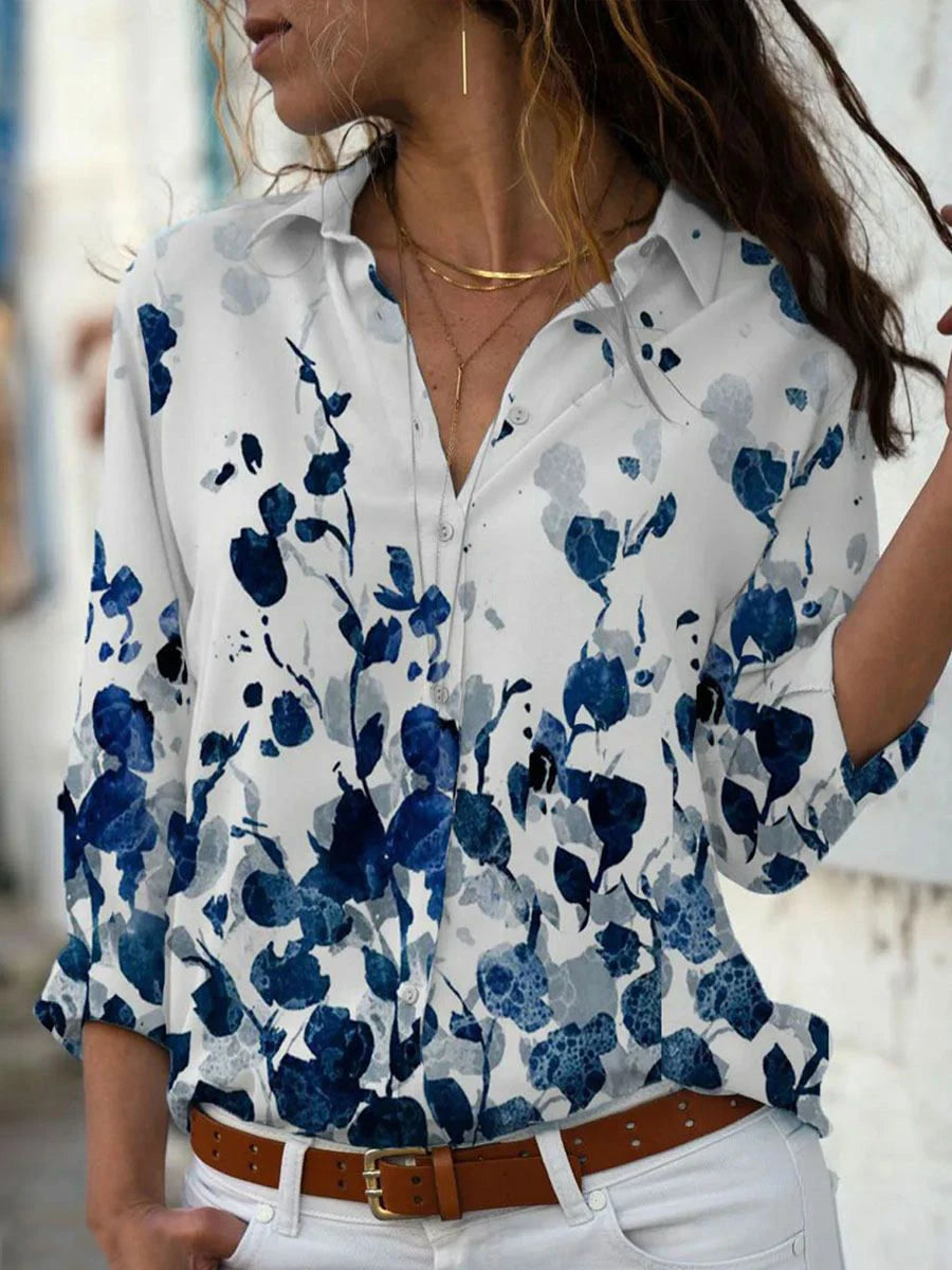 Kelsey | Printed Turn-Down Collar Blouse